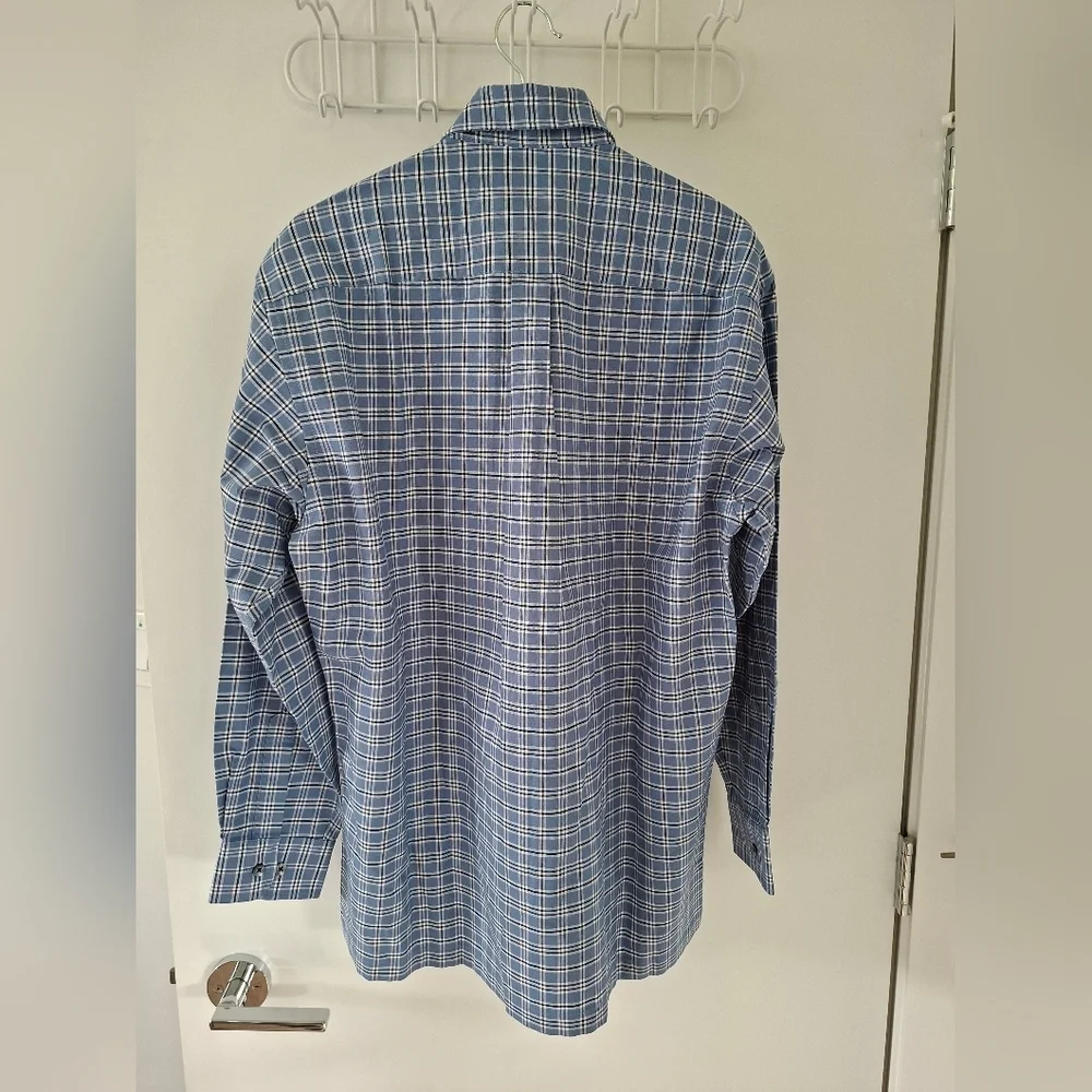 Lanvin Classique Men's Blue Checkered Button-up Dress Shirt (Size EU 46) - Picture 7 of 8